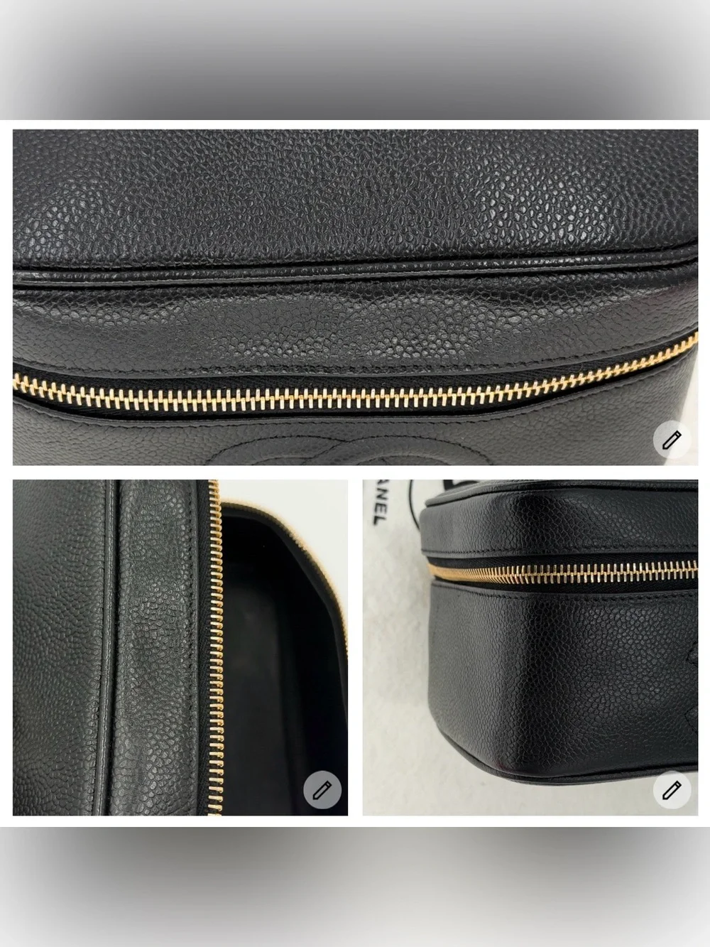 🖤CHANEL Black Caviar Leather CC Logo Vanity Case w/Dust Bag and Entrupy COA🖤 - Picture 11 of 16